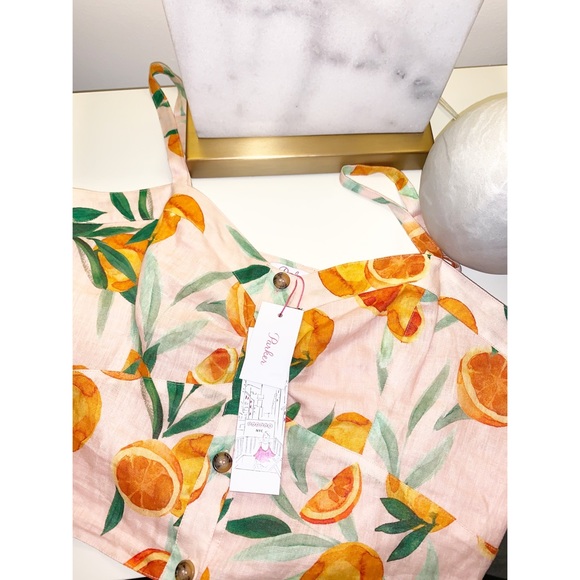 NWT Parker Linen Orange Print Crop Top - Picture 6 of 15